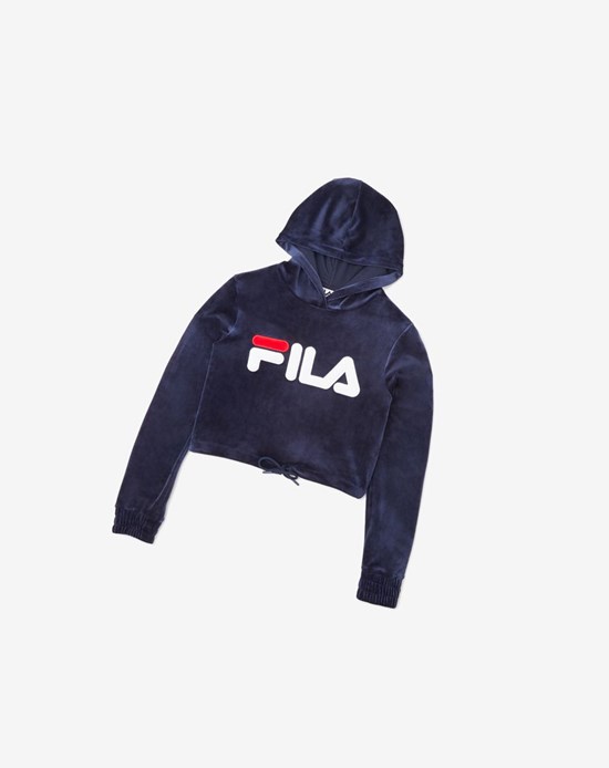 Fila Aitana Crop Velour Hoodie Bianche Rosse | 9806KAXDH