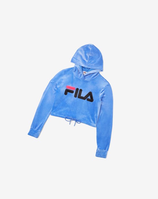 Fila Aitana Crop Velour Hoodie Nere | 8912QMLKA