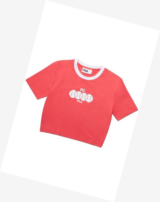 Fila Alaina Crop Tee Rosse Bianche Bianche | 9061ZSYGC