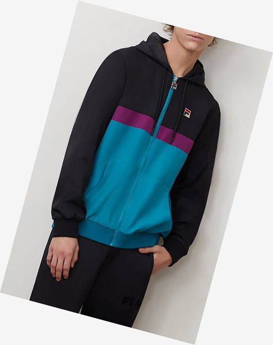 Fila Ambrose Con Cappuccio Vento Jacket Blk/Bbay/Grpj | 3790GKECN