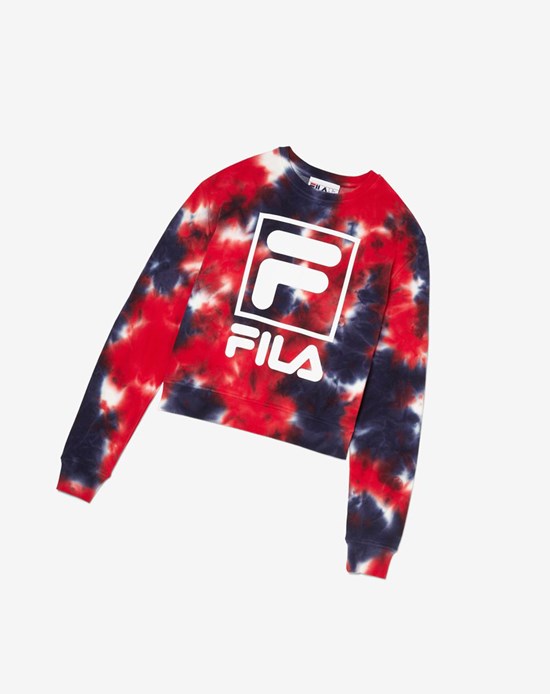 Fila Ashley Tie Dye Sweatshirt Rosse | 7059TDPOW