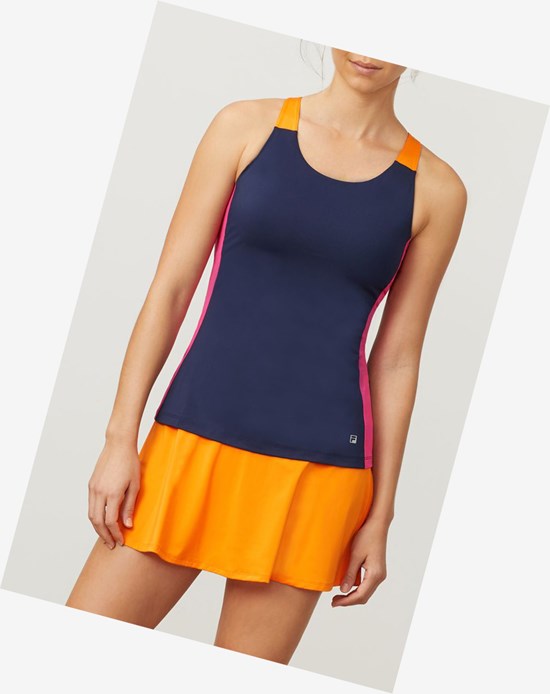 Fila Awning Colorblocked Tank Navy/Fprp/Orpl | 0419HTIOD