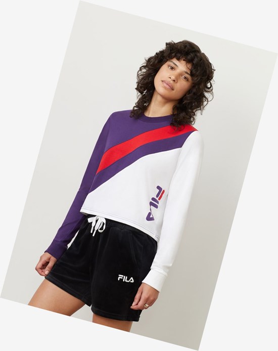 Fila Ayeka Long Sleeve Crop Tee Cjwl/Wht/Cred | 7941TEKHF