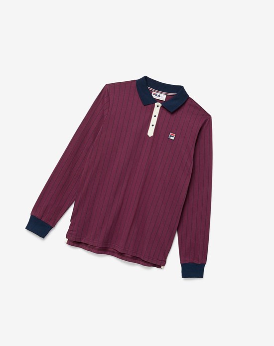Fila Bb2 Long Sleeve Polo 522 Prune / Peacoat / Turtledove | 8579AOVIS