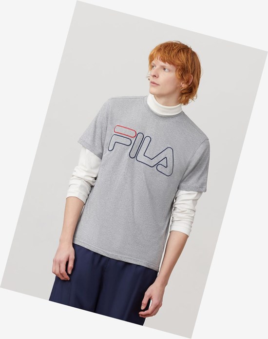 Fila Borough Tee Grigie Blu Marino Rosse | 3506FCXNL