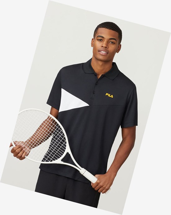 Fila Break Point Polo Nere Bianche Gialle | 1627TNGIY