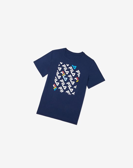 Fila Camden Printed Tee Blu Marino | 9561MJDWP