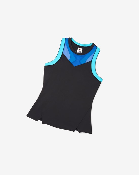 Fila Celestial Point Racerback Tank Nere Blu Verde Acqua | 9124LKBZO