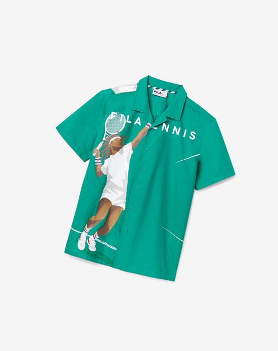 Fila Chamberlin Seersucker Shirt Verdi | 6240ZRCDN