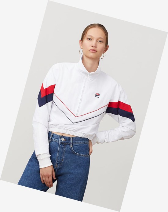 Fila Chiaki Vento Jacket Wht/Peac/Cred | 8217NQTKD
