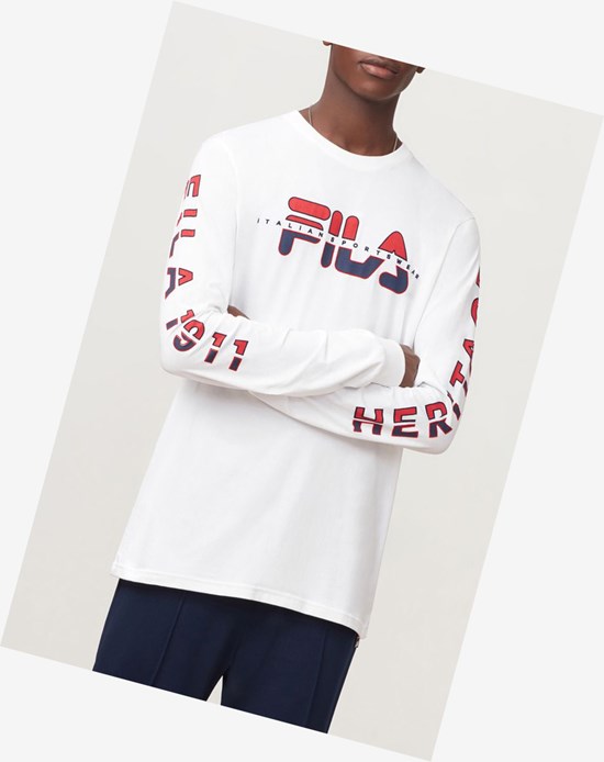 Fila Christophe Long Sleeve Tee Wht/Peac/Cred | 7032FSHTY