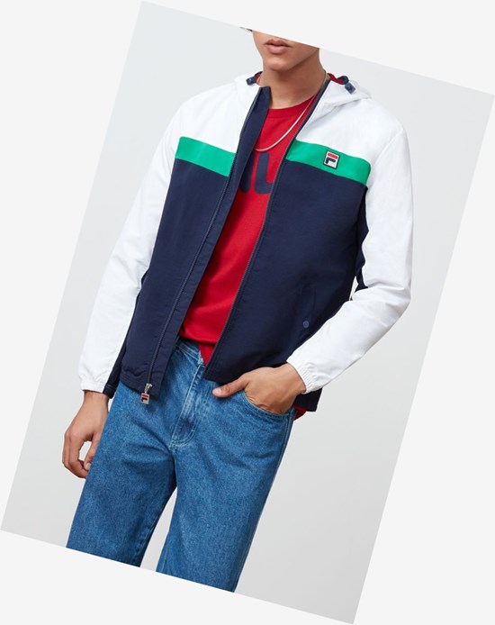 Fila Clipper Vento Jacket Wht/Navy/Jybn | 9168MCZPH