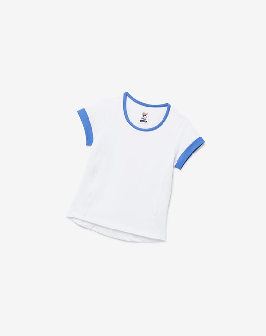 Fila Core Corta Sleeve Top Bianche Blu | 6413LDNTX