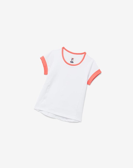 Fila Core Corta Sleeve Top Bianche Corallo | 7014MAQBF