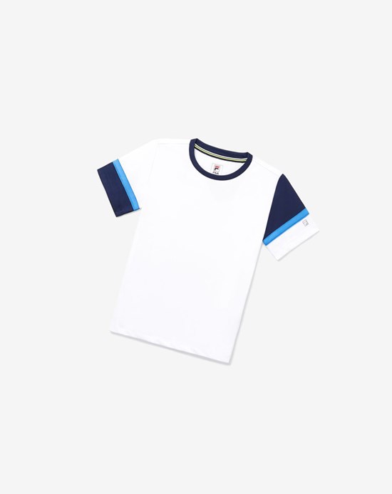 Fila Core Doubles Crew Bianche Blu Marino | 2963QDMVT