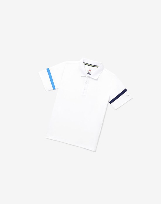 Fila Core Tennis Polo Bianche Blu Marino | 9768LEJRN