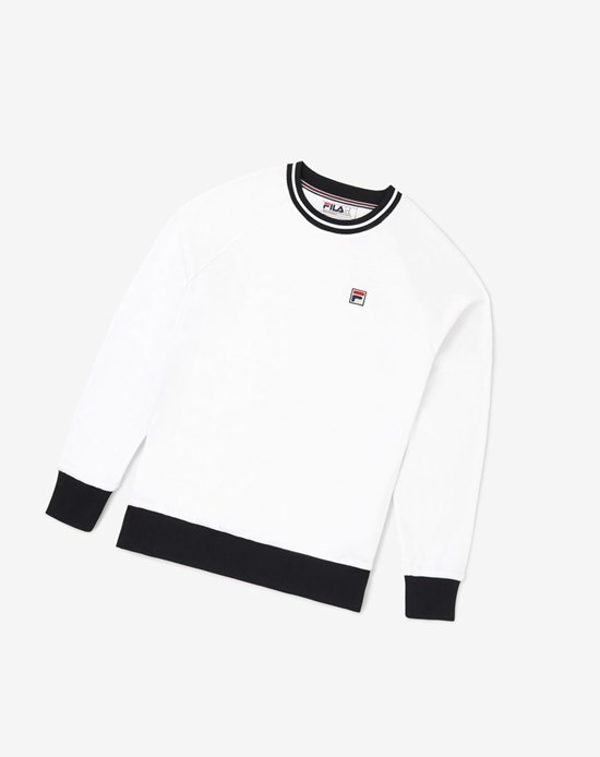 Fila Cosmo Velour Crew Bianche Nere | 8341CQNUF
