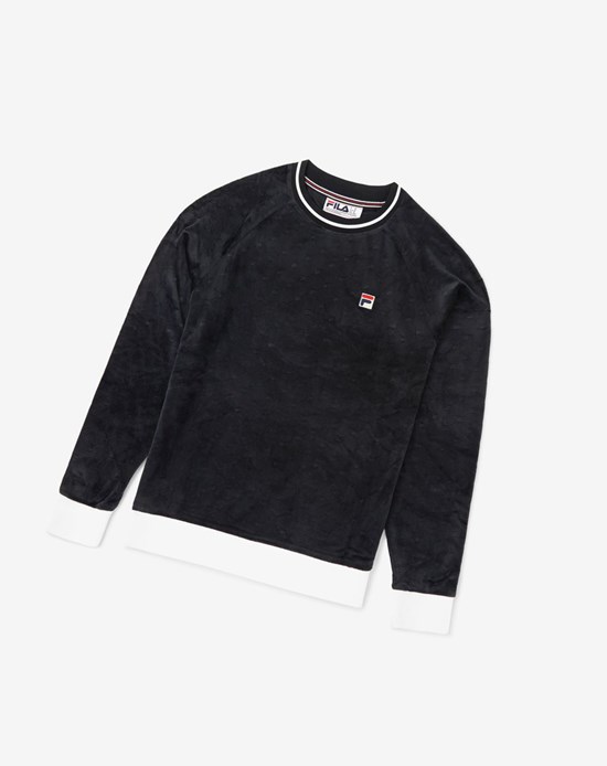 Fila Cosmo Velour Crew Nere Bianche | 9468XCEUM