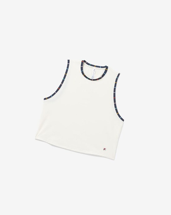 Fila Cross Court Cropped Tank Bianche Indaco | 1289ERFSG