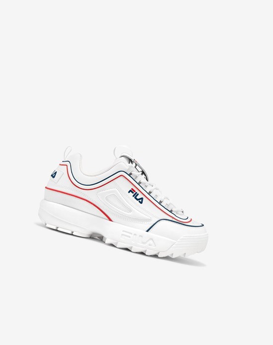 Fila Disruptor 2 Contrast Piping Sneakers Bianche Blu Marino Rosse | 2518UNWEA