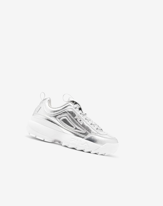 Fila Disruptor 2 Creased Metallic Sneakers Argento Argento Bianche | 6780TZJMN