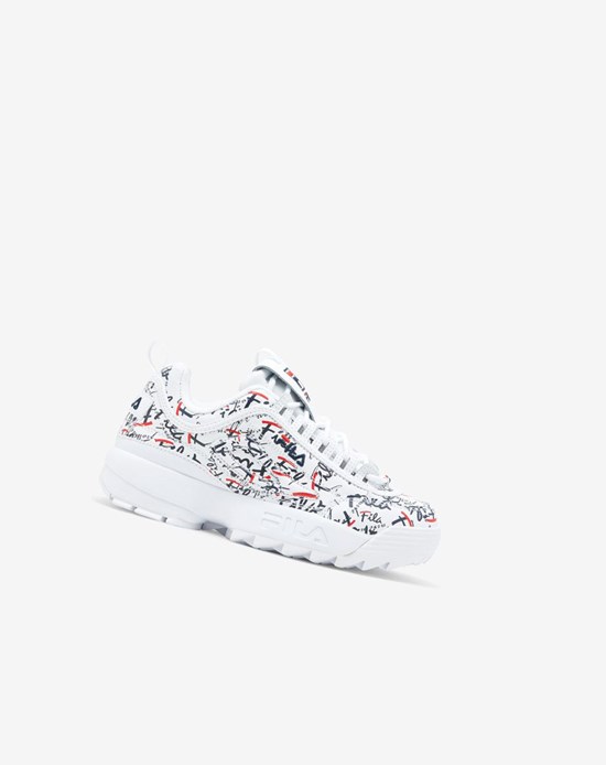 Fila Disruptor 2 Graffiti Sneakers Bianche Blu Marino Rosse | 5413ALEMZ