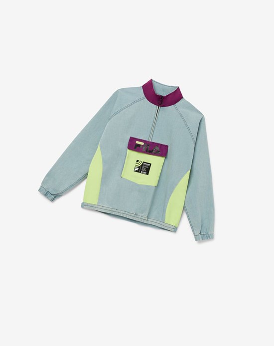 Fila Doug 1/4 Zip Pista Top 470 Denim | 3819GZVAK