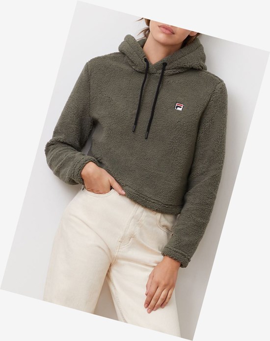 Fila Ember Crop Hoodie Dolv/Blk/Mred | 2390ZFHIX
