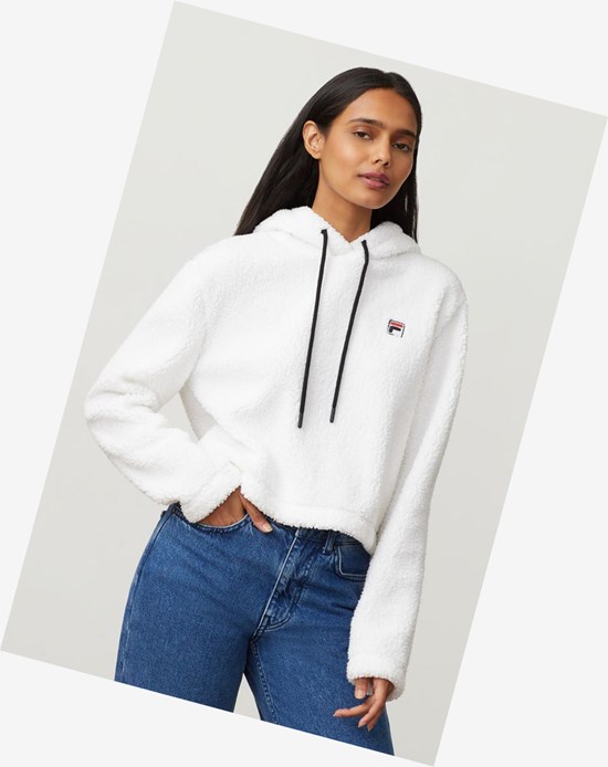 Fila Ember Crop Hoodie Wht/Blk/Mred | 0914AHCMU
