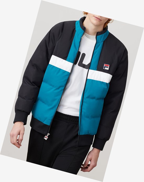 Fila Fausto Ski Jacket Blk/Hblu/Wht | 4823EGRVO