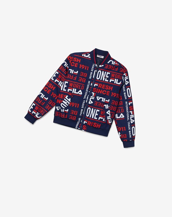 Fila Gionata Jacket Blu Marino Rosse Bianche | 5396ENXZS