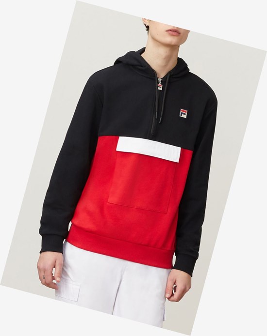 Fila Hector 1/2 Zip Hoodie Blk/Cred/Wht | 5760DYNVC