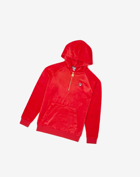 Fila Laurent Velour Hoodie Rosse | 1498ZOSMK