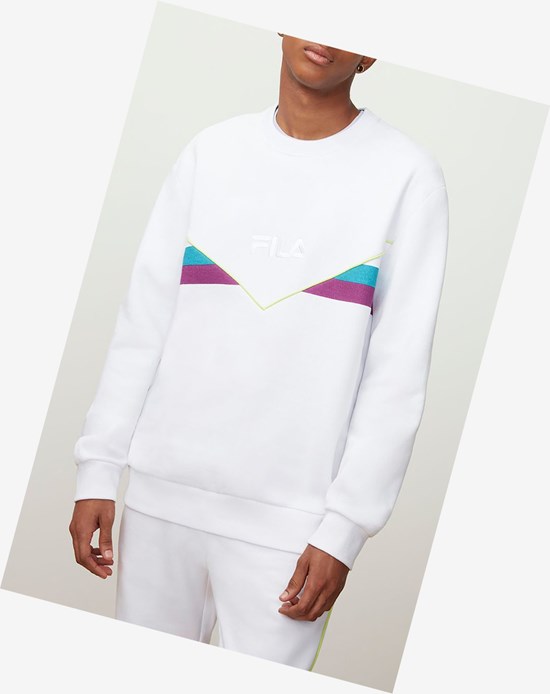 Fila Leroy Sweatshirt Wht/Bbay/Grpj | 4271WELHO