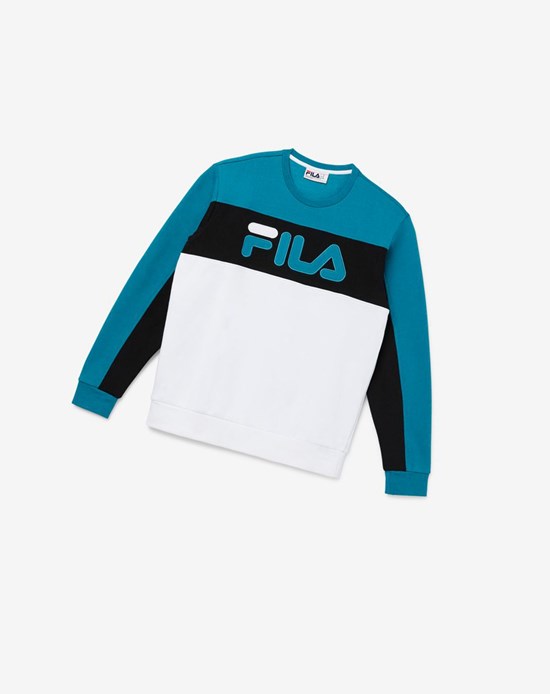 Fila Lesner Fleece Crew 496 Hblu/Wht/Blk | 3578KBYGS