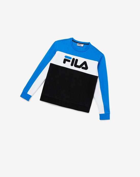 Fila Lesner Fleece Crew 916 Dblu/Wht/Blk | 7046OJDCX