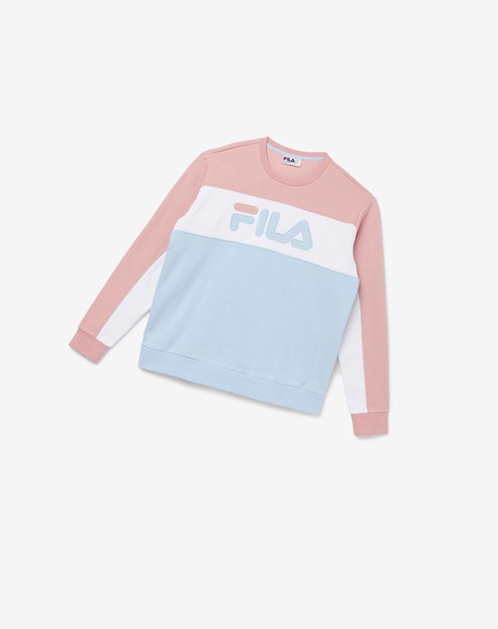 Fila Lesner Fleece Crew 967 Pshad/Wht/Cblu | 6745YDVCG