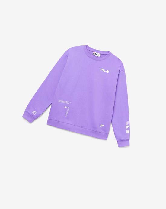 Fila Luce Boyfriend Sweatshirt Viola Bianche | 4152KJNVG