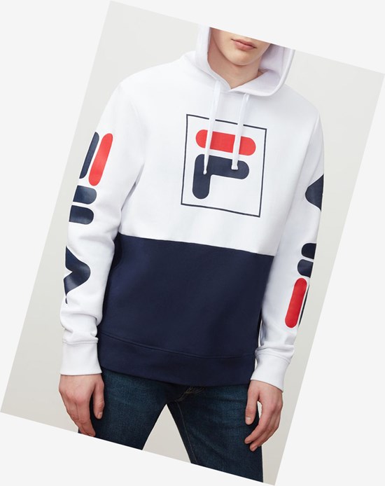 Fila Marzio Hoodie Bianche Blu Marino | 9817RAOSK