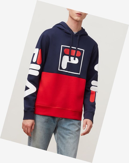 Fila Marzio Hoodie Blu Marino Rosse | 1947HMRCN