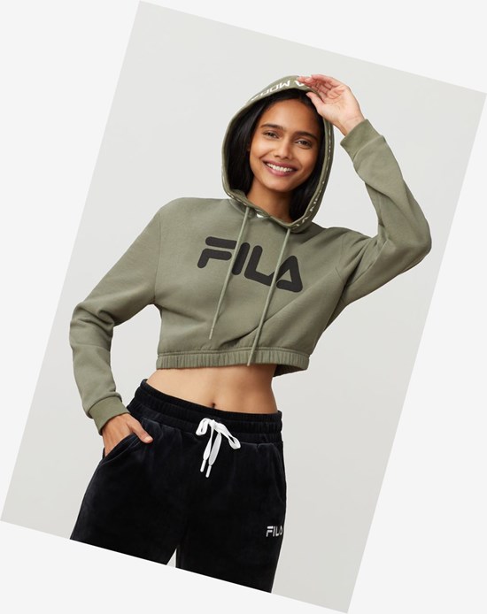 Fila Mathilde Crop Hoodie Dolv/Blk | 1802QRPVN