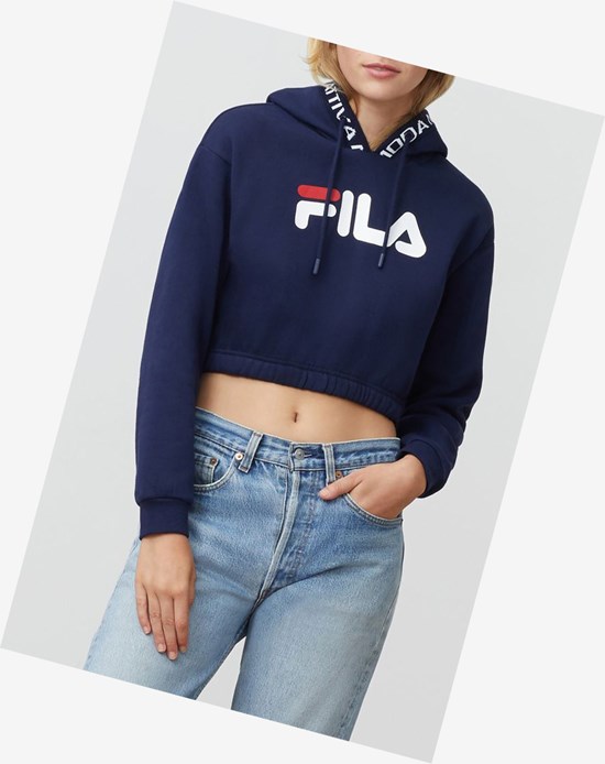 Fila Mathilde Crop Hoodie Peac/Wht/Cred | 5460CEYUW