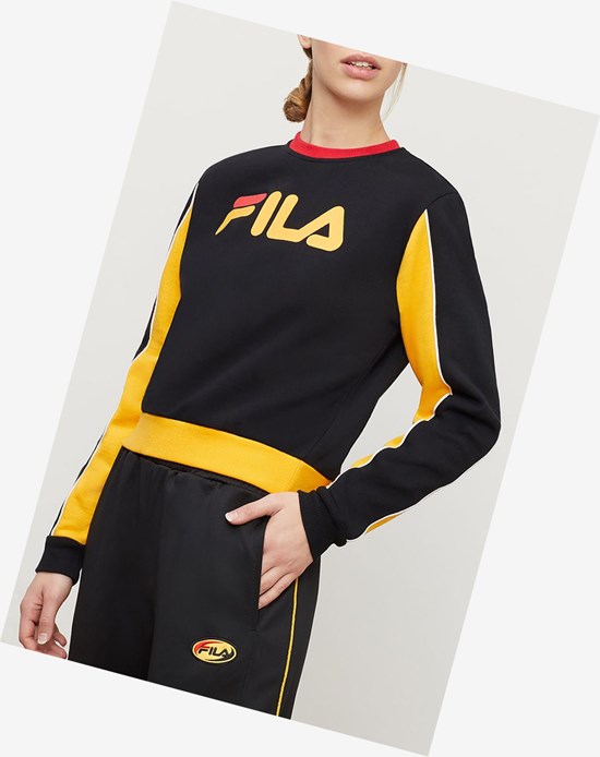 Fila Nuria Colorblock Sweatshirt Blk/Gfus/Cred | 2196NOITS
