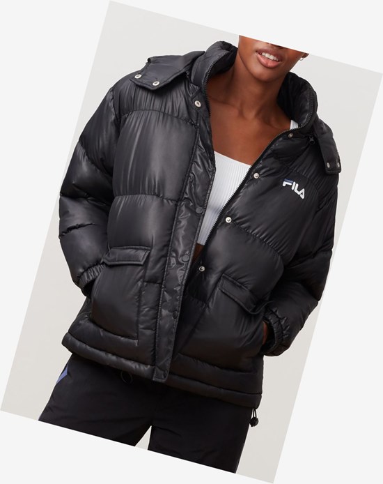 Fila Remie Puffer Jacket Blk/Wht/Marl | 8315MVDCW