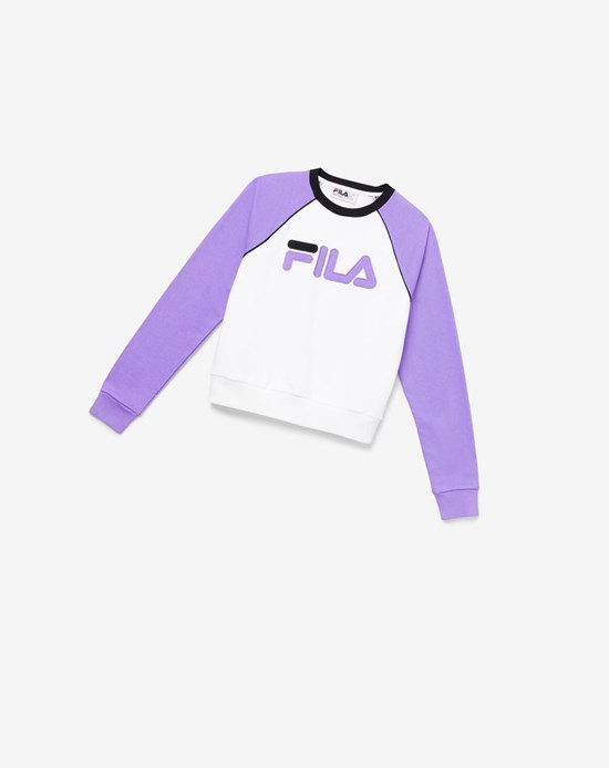 Fila Riccarda Sweatshirt Bianche Viola Nere | 0159RVDTE