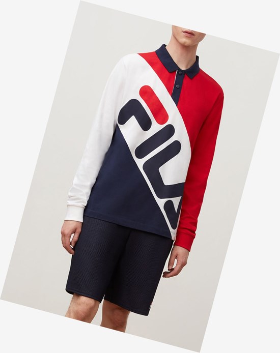 Fila Taygen Rugby Shirt Peac/Wht/Cred | 1805NLXYK