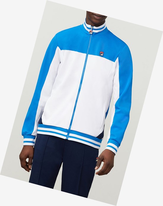 Fila Tiebreaker Pista Jacket Wht/Drblu/Navy | 6205RZSIP