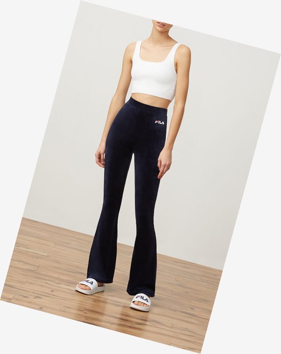 Fila Tonia High Waisted Flared Velour Pant Peac/Wht | 5602WRJKO