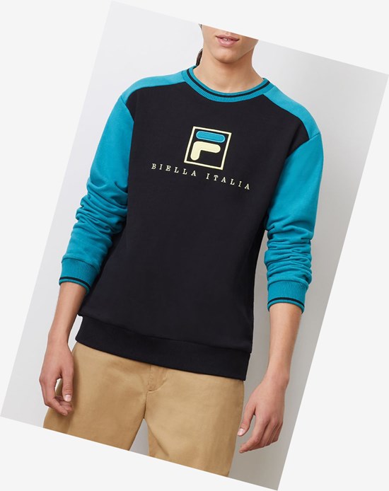 Fila Ventura Sweatshirt Blk/Hblu/Gfus | 4971XESJN