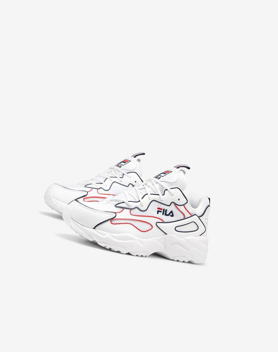 Outlet Fila Scarpe Da Ginnastica Italia Ray Tracer Contrast Piping Sneakers Uomo Bianche Blu Marino Rosse